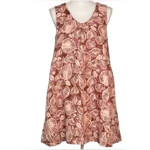 NWT - Tahari 100% Linen Sleeveless Shift Trapeze Dress, Leaf Print, Sz Small